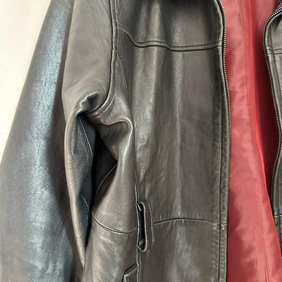 Charles Klein  Men's  L Black Genuine Soft  Leather Blazer Zip Front Jacket Coat - Picture 3 of 11